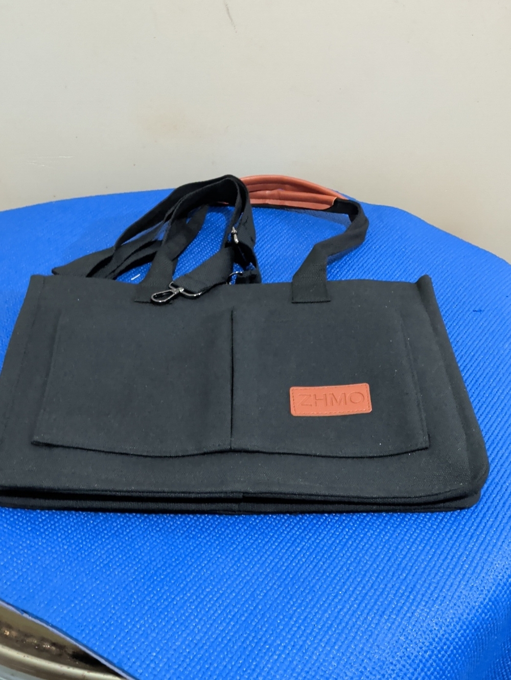 Black Canvas Messenger Tote for Men